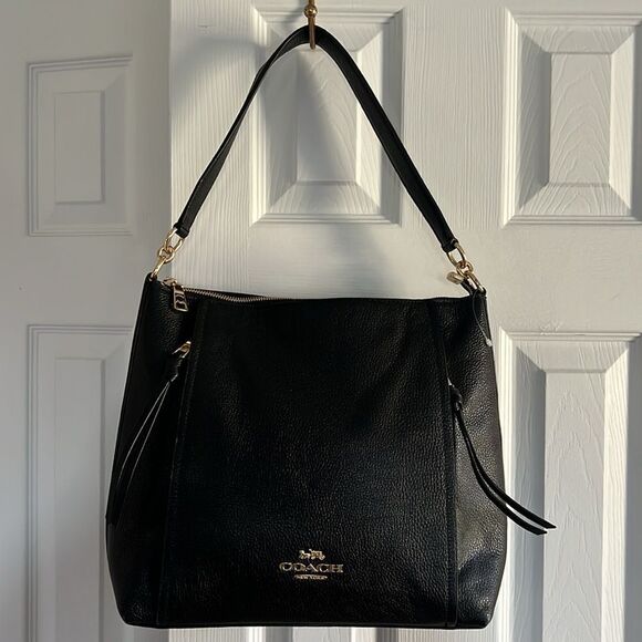 Coach Marlon Hobo In Refined Black Leather Shoulder Bag - Picture 1 of 13